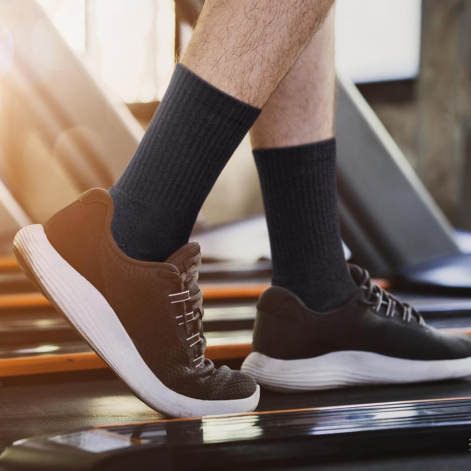 YUEDGE Mens Socks Moisture Wicking Cotton Training Athletic Cushioned Crew Socks Padded Anti Blister Work Socks For Men - Image 2