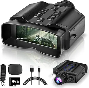Night Vision Goggles - 4K Night Vision Binoculars for Adults with 3'' HD Screen, 32GB TF Card, and Tactical Flashlight