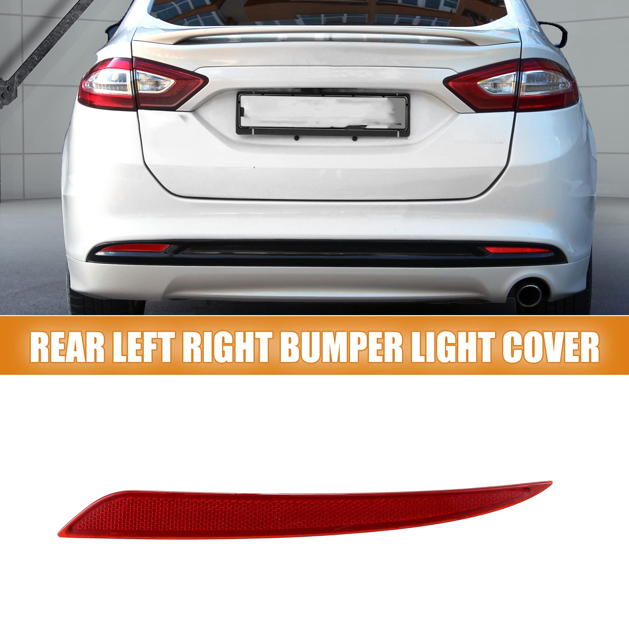 X AUTOHAUX 1 Pair Rear Left Right Bumper Reflector Light Cover for Ford Fusion 2013-2018 DS7Z13A565A DS7Z13A565B Red