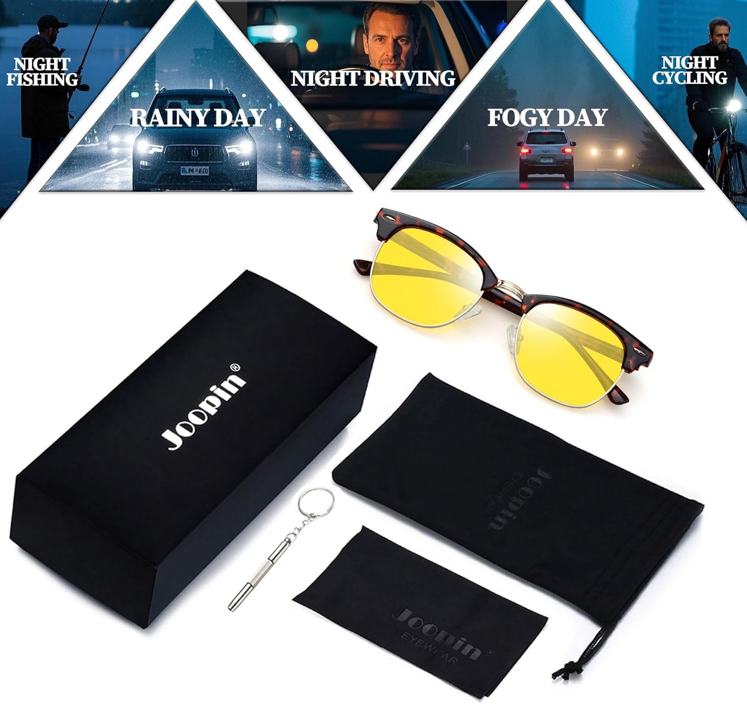 Joopin Vintage Sunglasses Half Frame Sun Glasses Polarized UV Protection Browline Shades for Women Men - Image 6