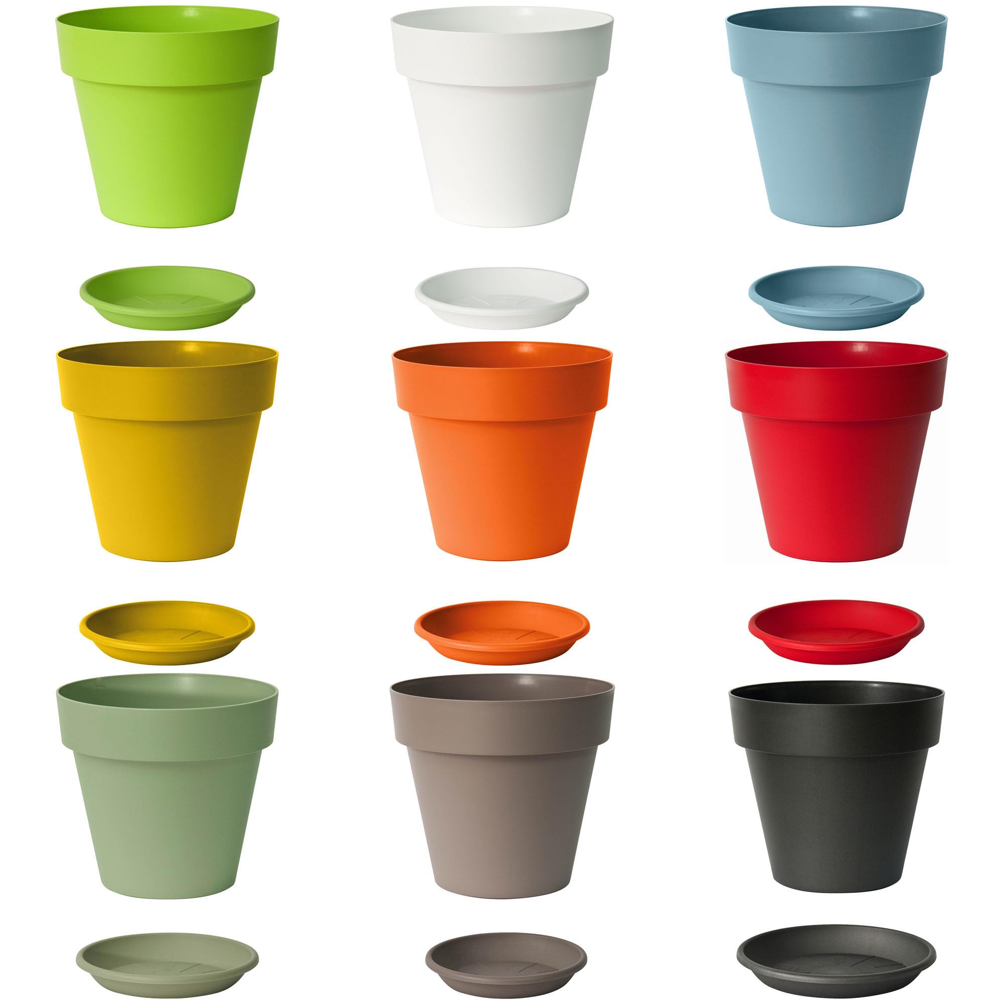 Euro3plast MITU Blumentopf mit Untersetzer in rund aus Kunststoff in den Farben Anthrazit Taupe oder Rosmarin für den Innen- und Außenbereich, 10 Größen zur Wahl (Rosmarin, 60 cm)