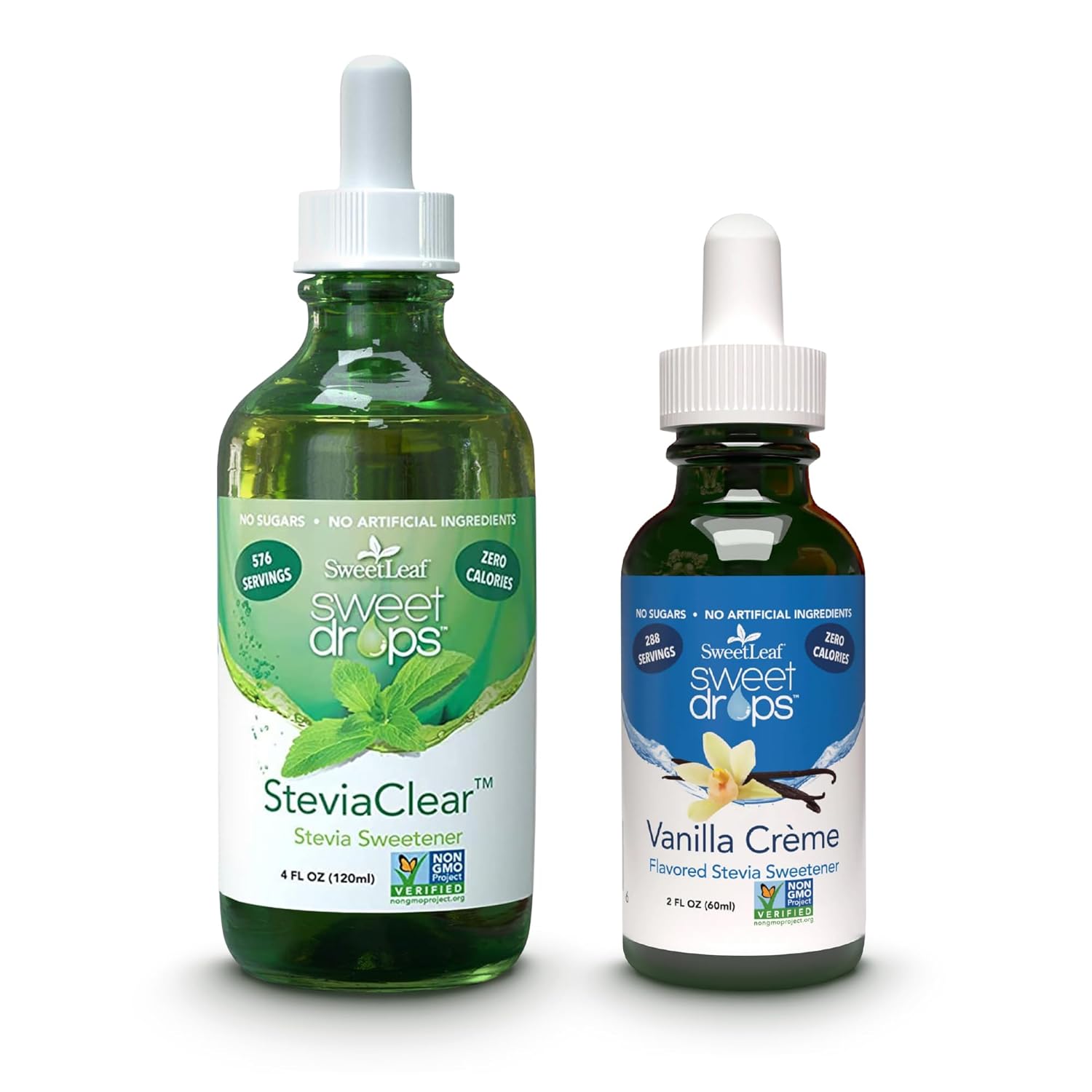 SweetLeaf Sweet Drops- Flavored Stevia Liquid Sweetener, Organic Stevia Extract, Zero Calorie, Gluten Free, Keto Friendly, Non GMO, Natural Flavor, Sugar Alternative- Variety Pack, 4 Fl Oz (Pack of 2)