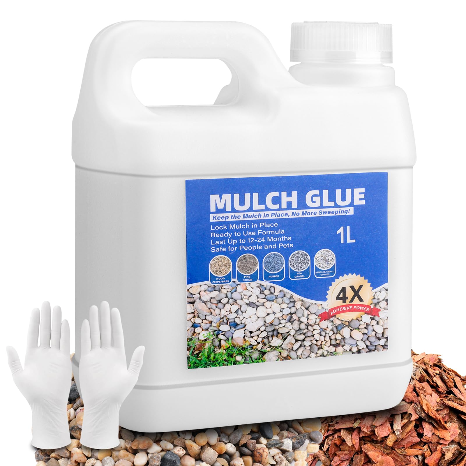 1L Pebble Glue, Resin Gravel Binder for Garden Stones, Gravel Binder Resin, Weather-Resistant Mulch Glue, Water-Based Stone & Pebble Binder for Gardens, Paths, Landscaping