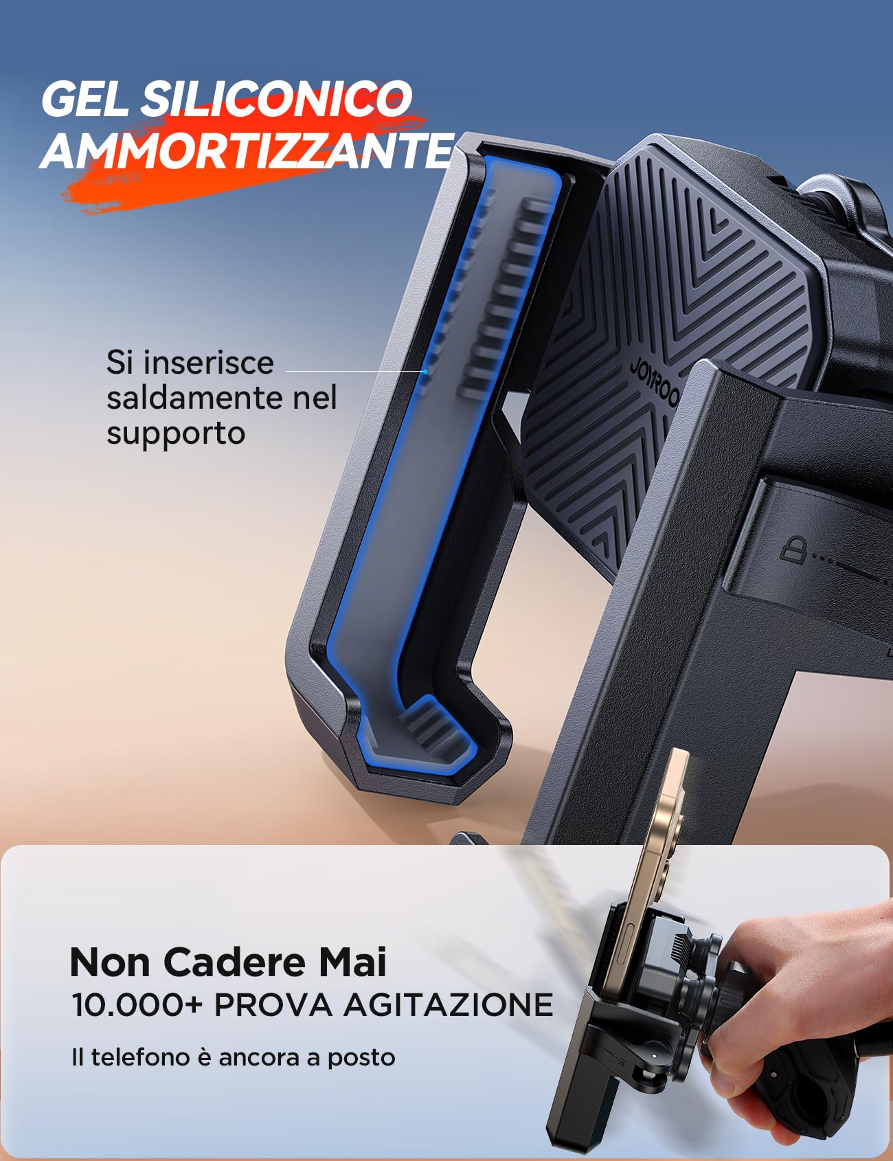 JOYROOM Porta Cellulare Moto Bici Supporto Telefono Anti-Vibrazione 4 Punti Rotazione 360° Universale iPhone 17/16/15 Samsung S26/S25 4.7"-7"
