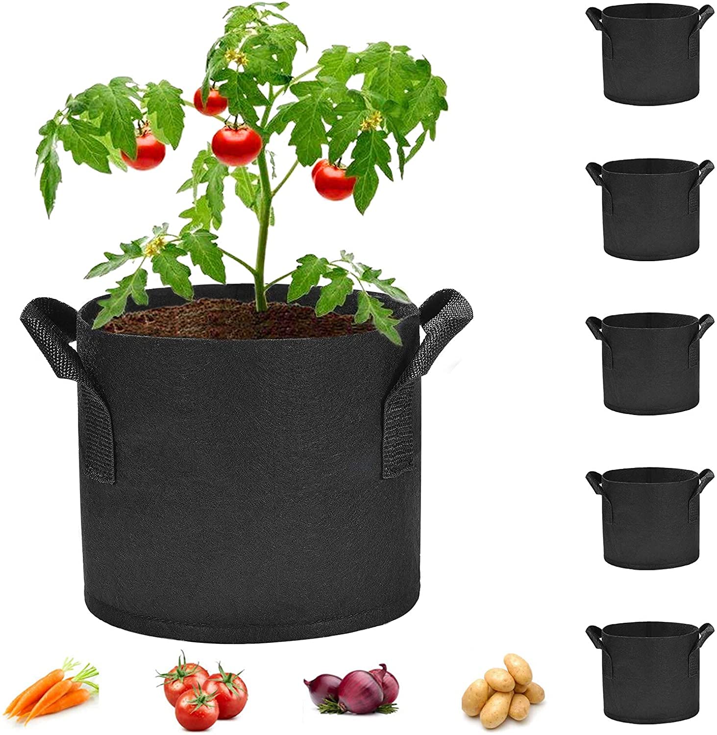 SKINNYBUNNY10-Pack 1 Gallon Grow Bags with Heavy Duty Thickened Nonwoven Fabric and Handles for Plant Vegetables and Flowers, Black