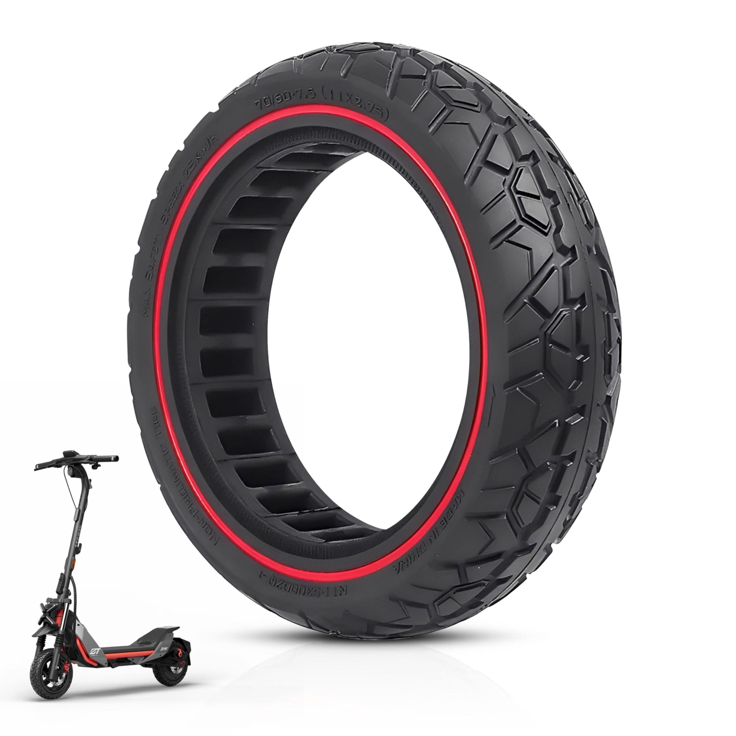 ANSENI Pneu Plein 70/60-7,5 Pneu Increvable 11 x 2,75 | Pour Trottinettes Electrique Segway Ninebot ZT3/ZT3 Pro/ZT3 PROE pour roue avant ou arrière (1 roue)