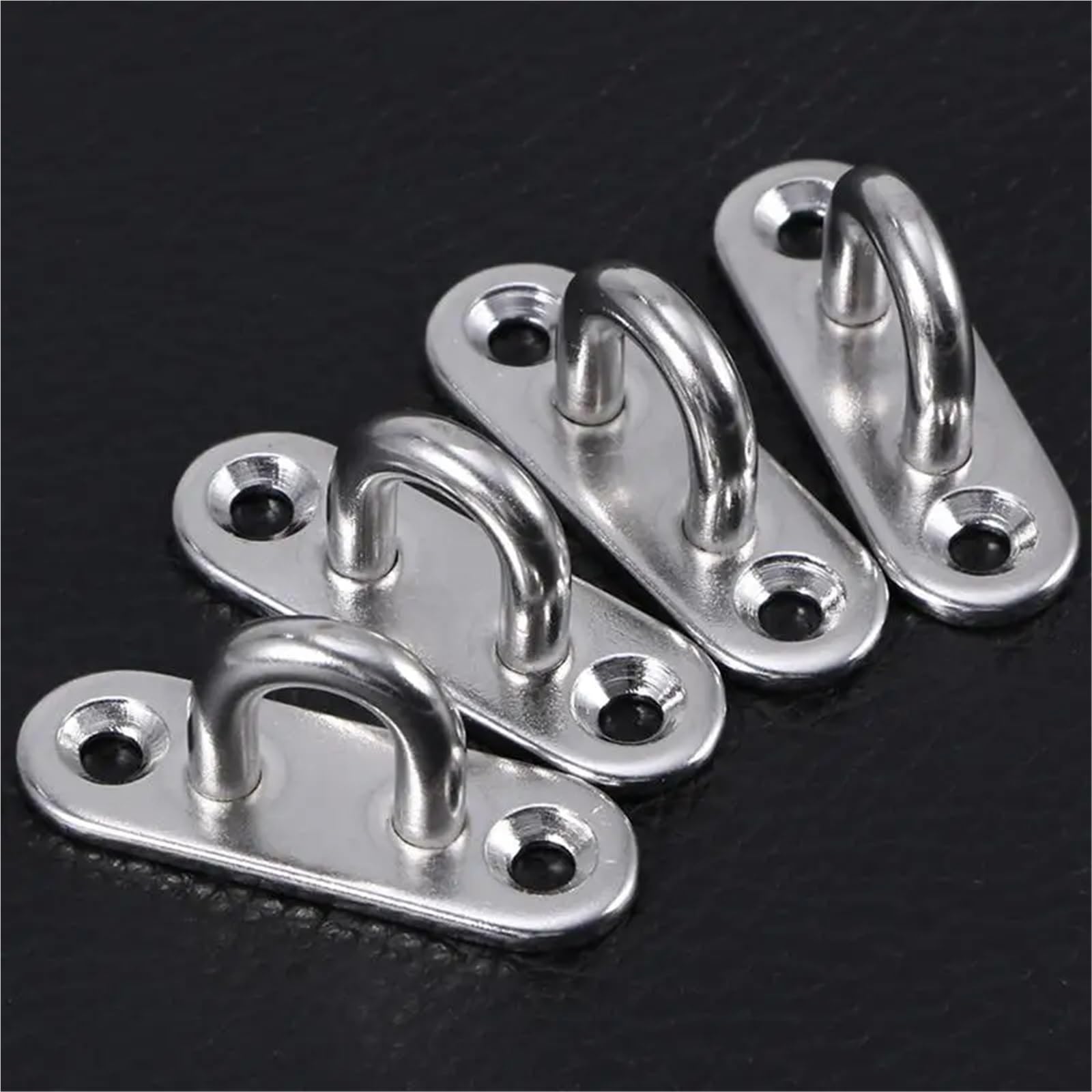Platine Oeil Inox 1/3/5 pièces Crochet Oeil Plaque Oblong Robuste En Acier Inoxydable Support Mural U Bateau Plafond Cintre Anneau Garage Hamac Pontet Inox(3pcs 304-M8)
