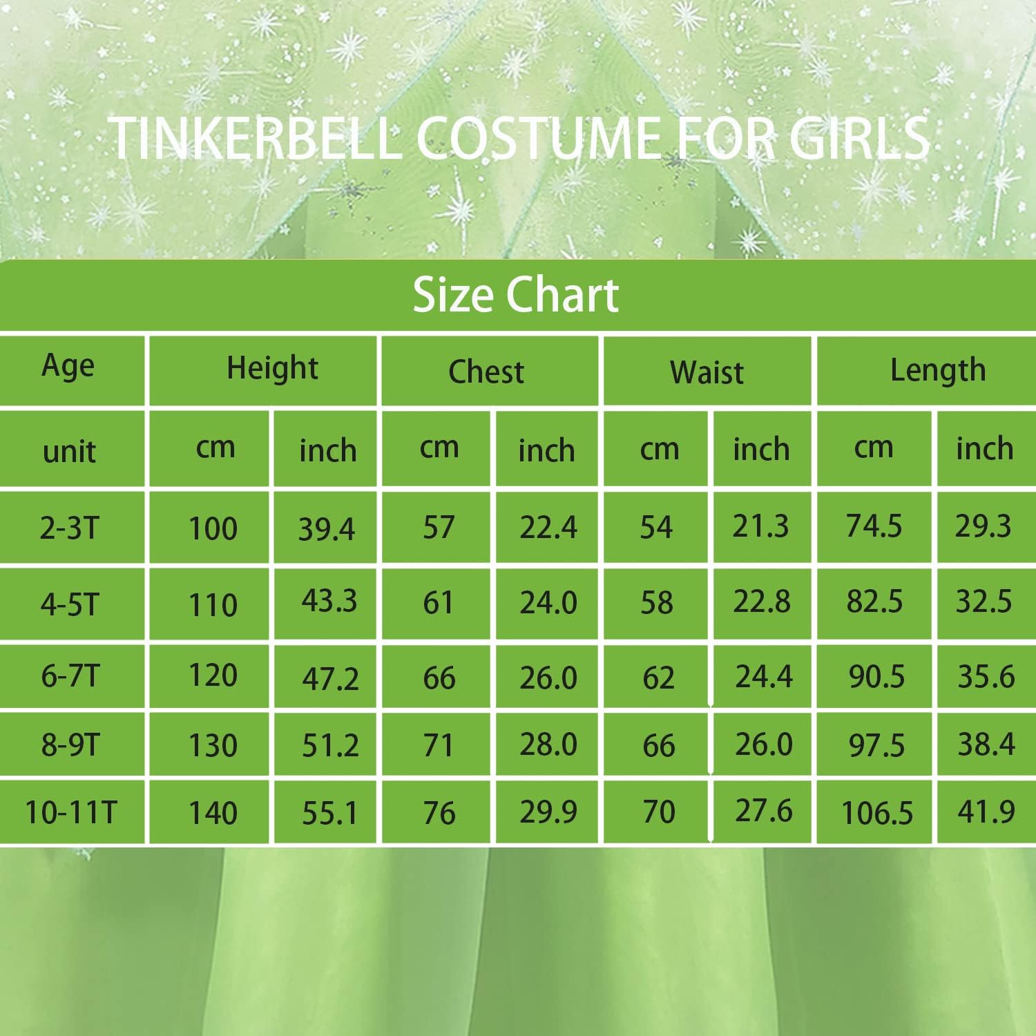 Princess Tinker Bell Halloween Costume for Girls, Birthday Party Fairy Dress Up, Special Occasion Dress with Wings