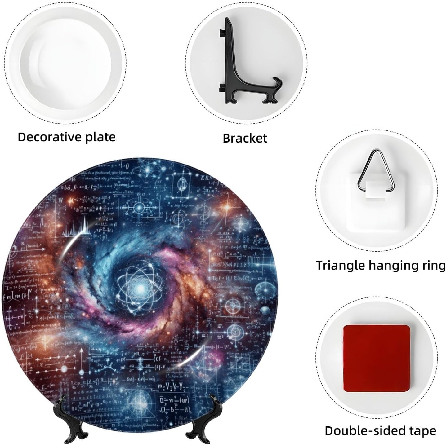 Physical-Formula-Starry-Sky 10 Inch Decorative Plate With Stand, Elegant Display Wall Plate For Home Decor