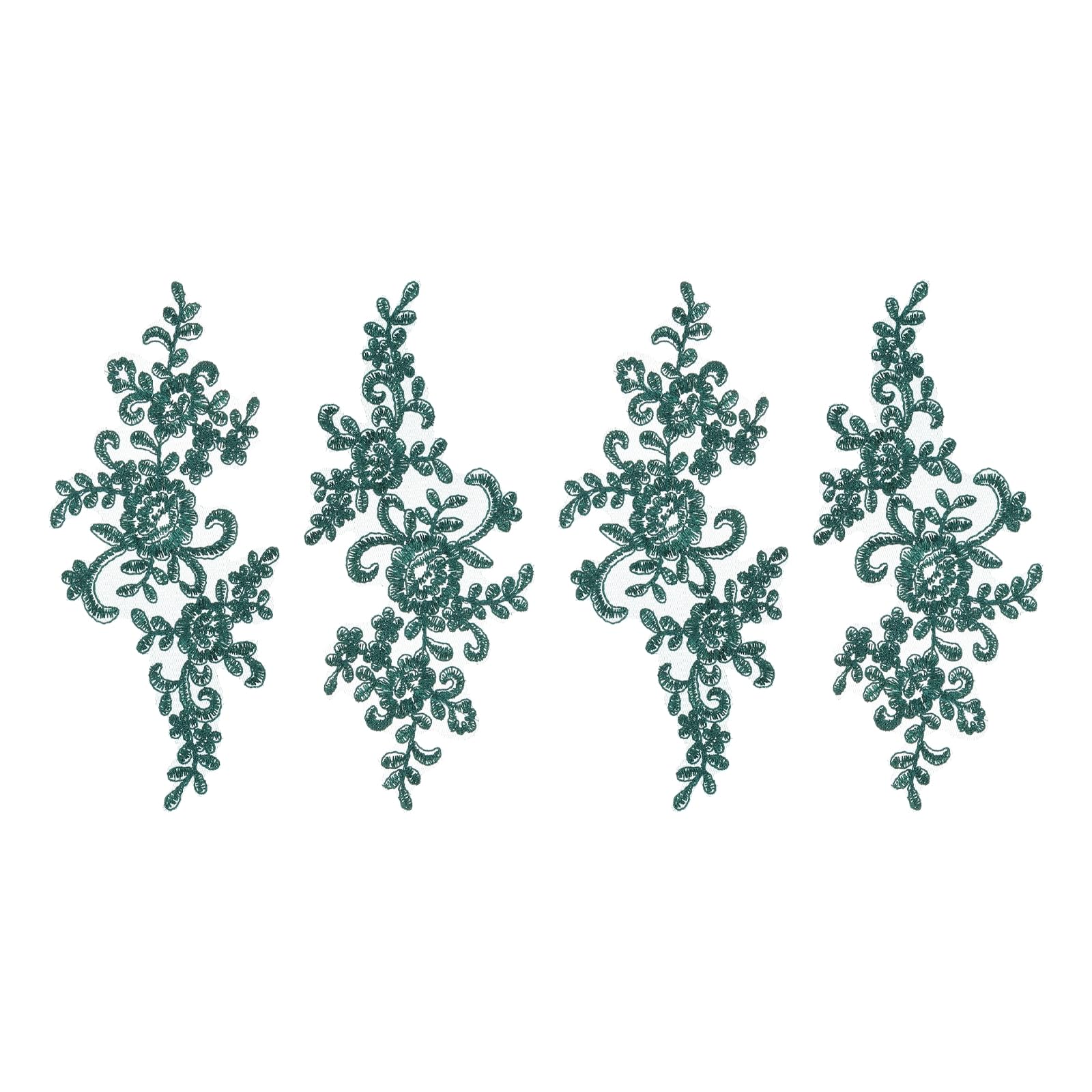 sourcing map 4 Pcs Flower Lace Appliques 3D Embroidery Lace Patch Sewing Addition Embellishments for Wedding Bridal Dress Clothes DIY Crafts Accessories Decoration, Army Green (23cm)