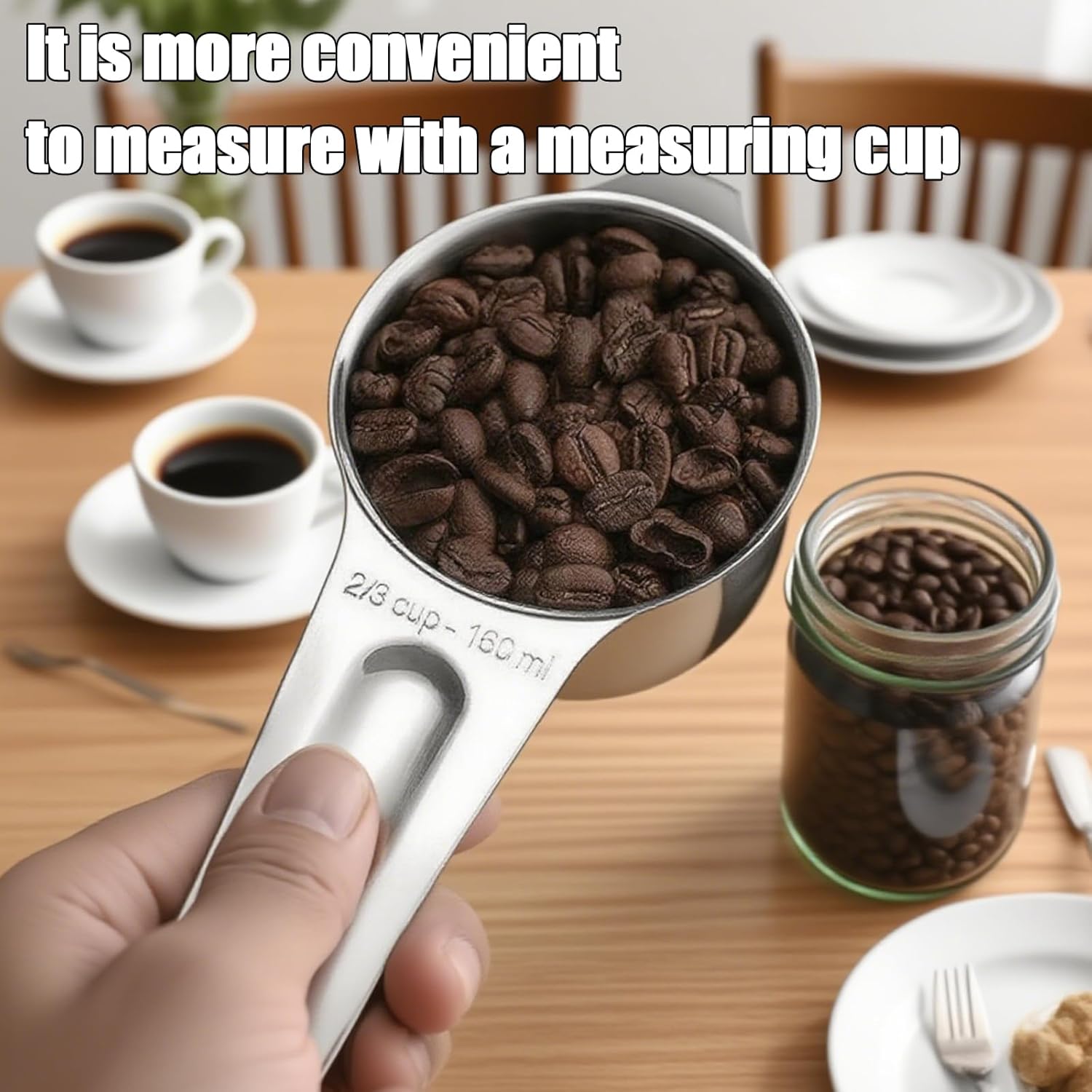 Measuring cup and spoon set stainless steel 13 inch 18/8 stainless steel: 7 measuring cups and 5 measuring spoons, with a professional magnetic measurement conversion table