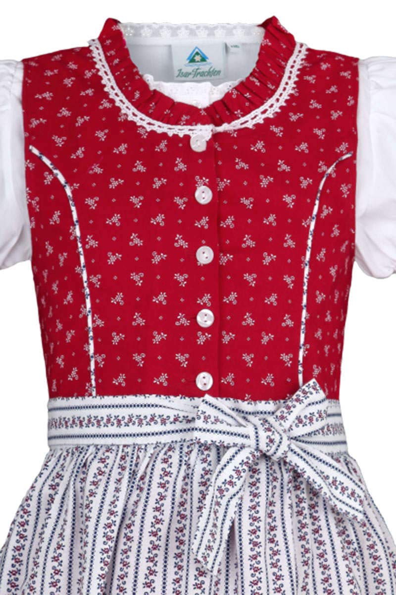 Isar-Trachten Dziewczęcy dirndl czerwony z bluzką, czerwony, 80
