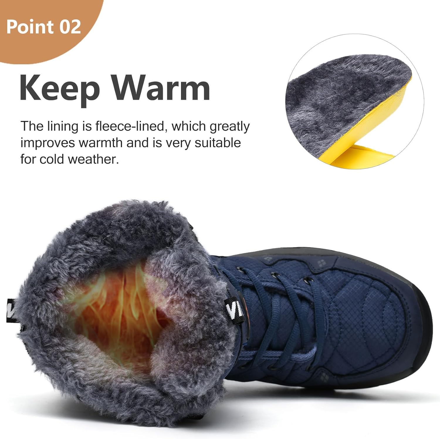 Men's Winter Snow Boots Water Resistant Non Slip Warm Outdoor Lightweight Comfortable Durable 7.1 IN Height Hiking Shoes