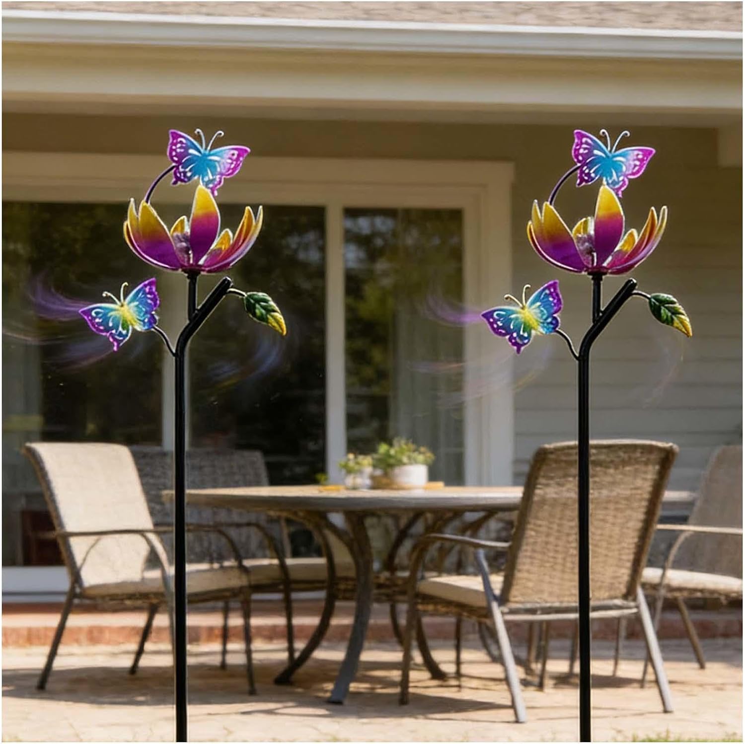 Yard Spinners, 46 inch/117cm Windmill for Yard 3D Wind Sculptures, Kinetic Wind Spinners for Outdoor Patio Lawn Yard and Garden Decor,B（2Packs）