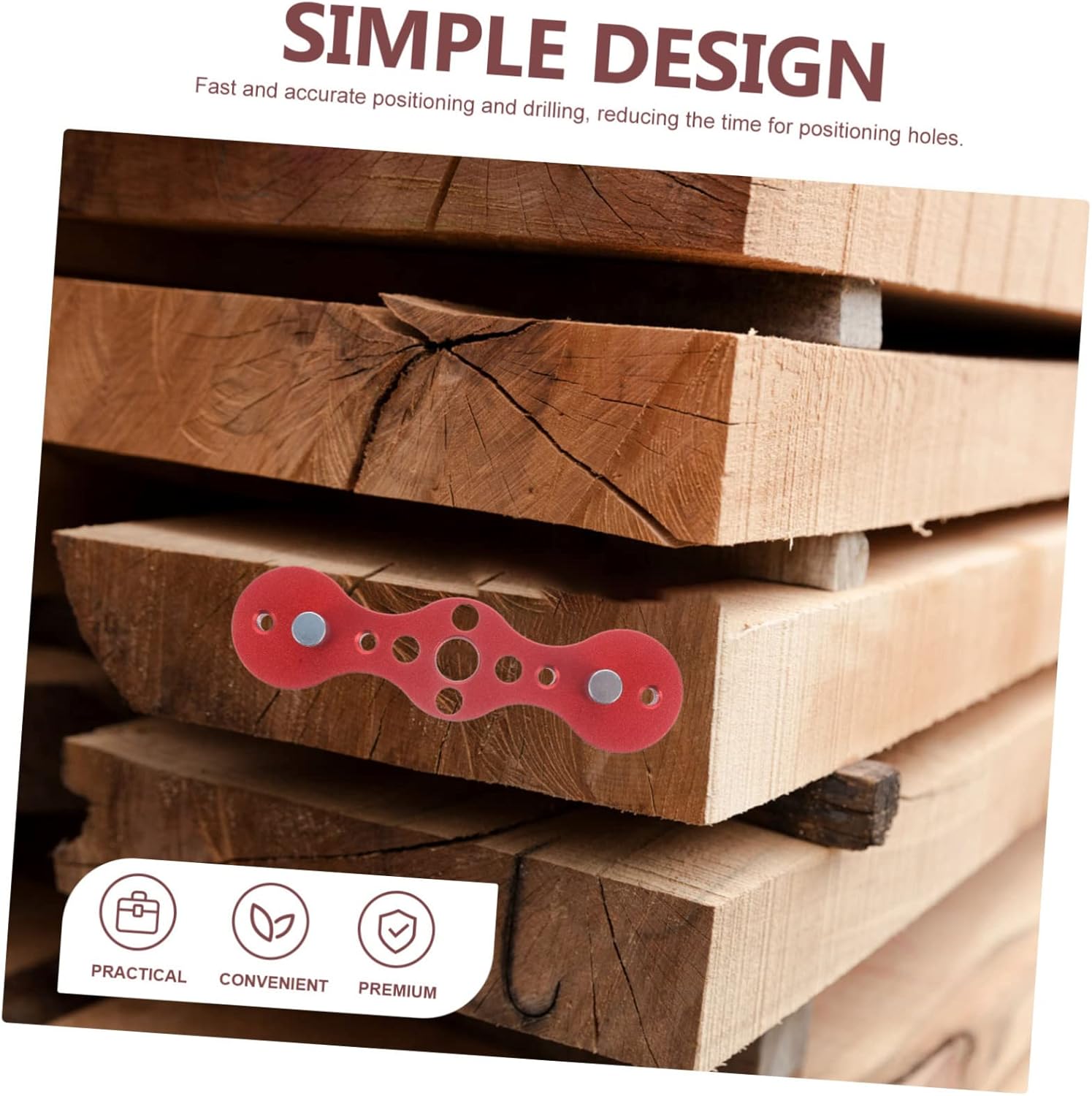 Pocket Hole Adjustable Scribe Tool Precision Woodworking Locator for Accurate Dowel Drilling Self-centering Design for Enhanced and Carpentry Tasks Red Color