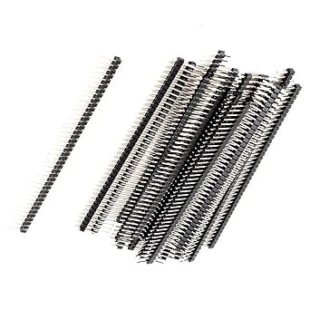 KTC CONS Labs 20 Pieces 40 Pin 1x40 Single Row Male 2.54 Breakable Pin Header Connector Strip for Arduino, Set of 20, Black (20 Pieces)