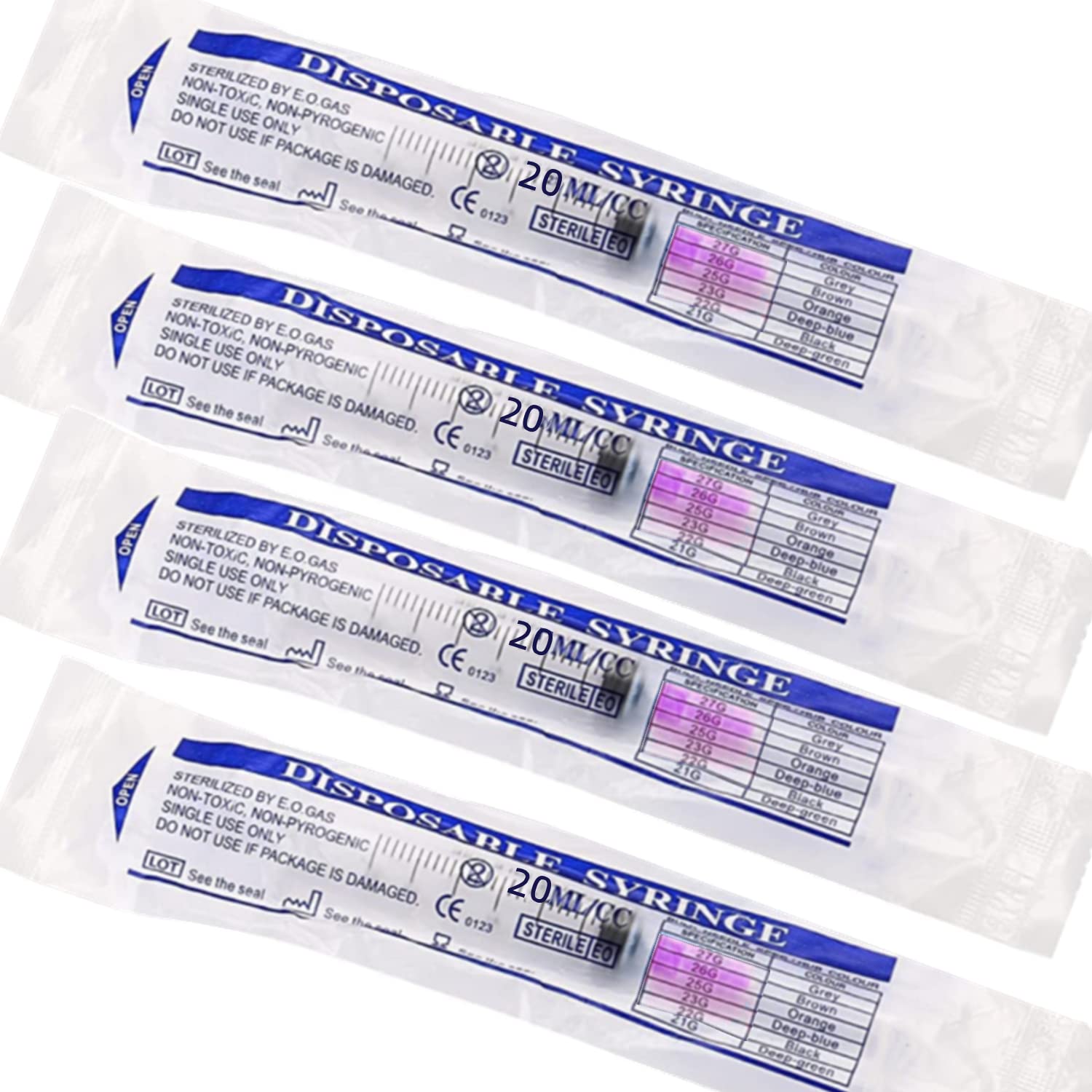 50 Pack 20ml 18Ga Lab Syringe Tools with Measurement, Individually Packed