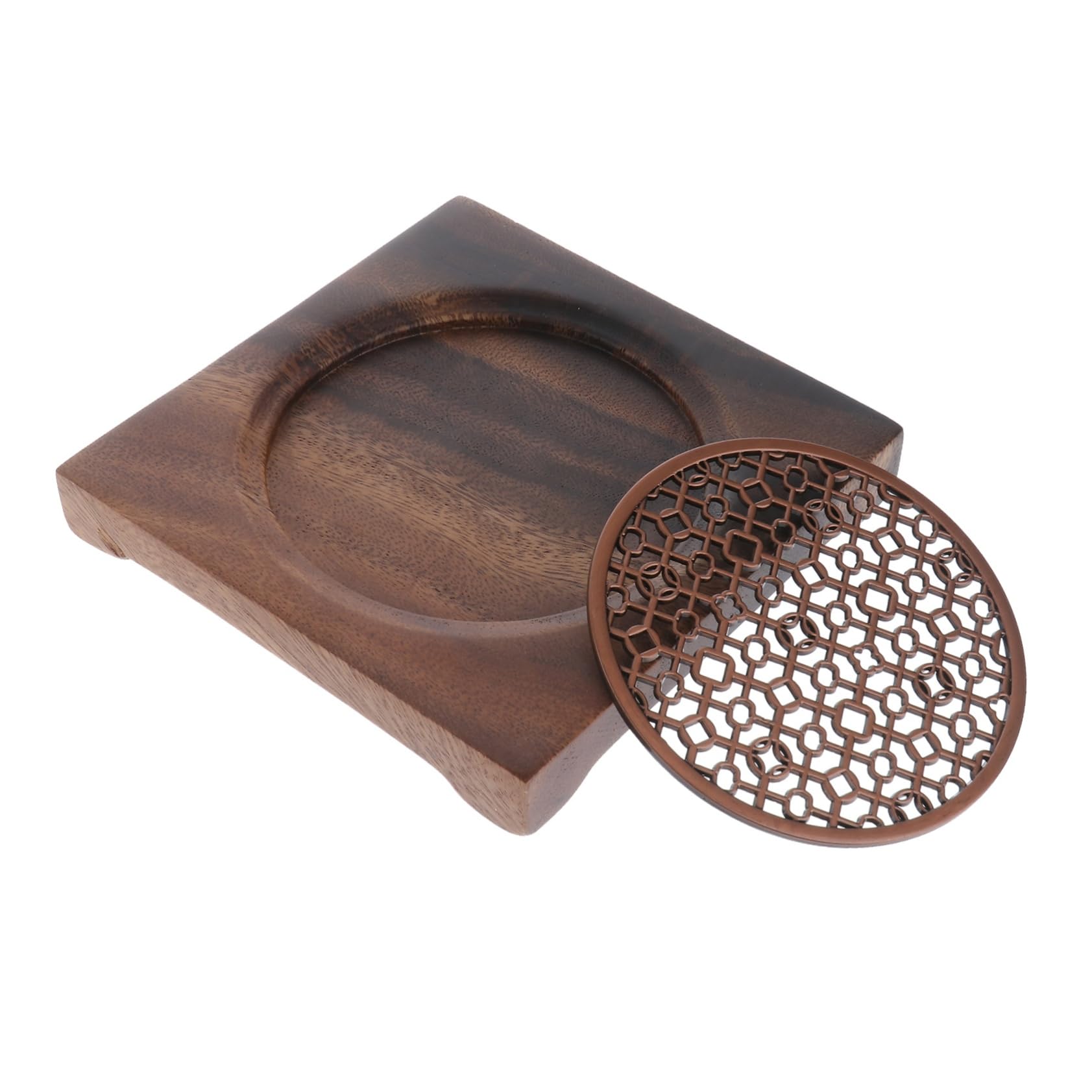 LABRIMP 1pc Walnut Wood Tea Tray Square Teapot for Home Restaurant and Teahouse -scalding Tea Cup Pad