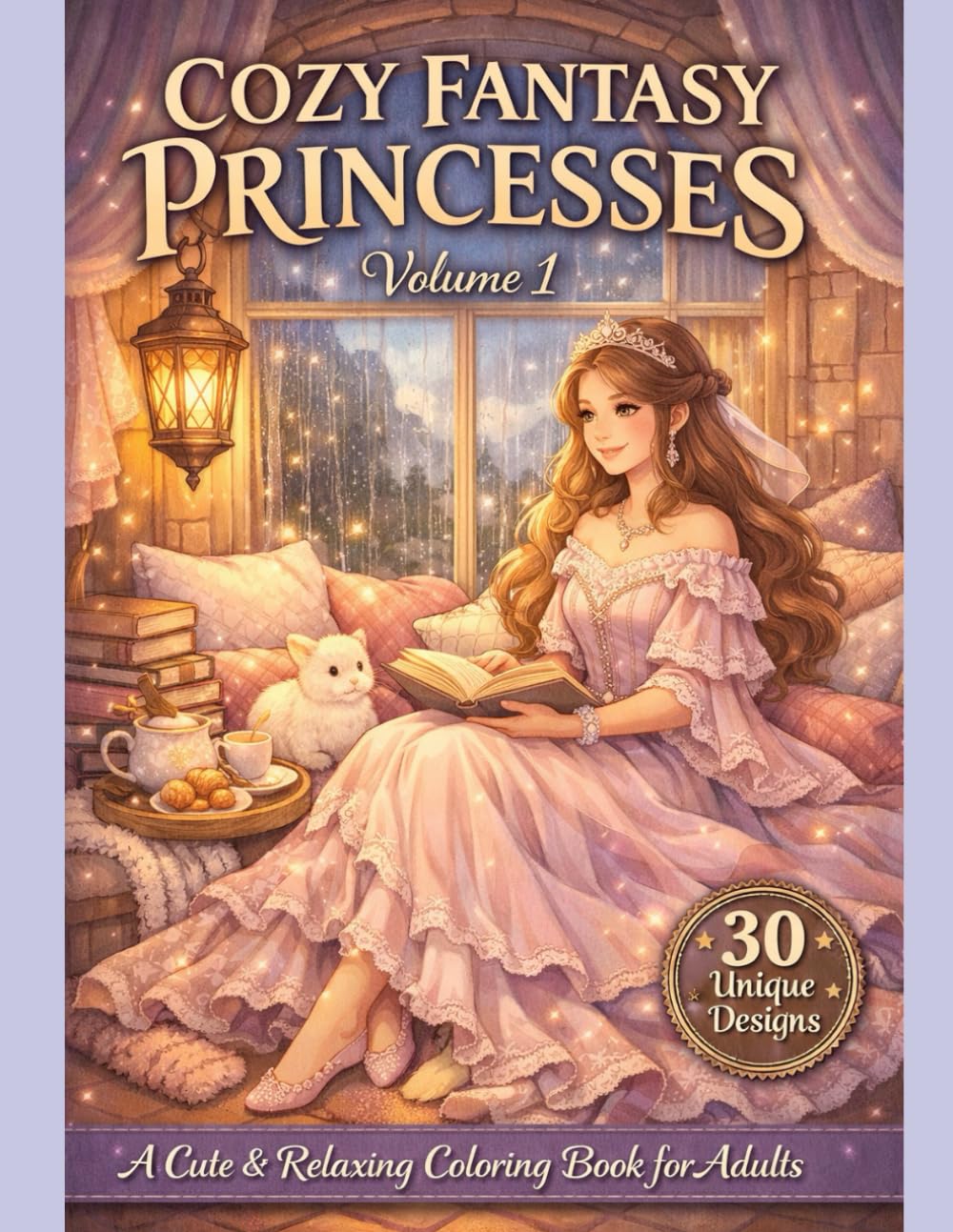 Cozy Fantasy Princesses: A Cute & Relaxing Coloring Book for Adults with 30 Cozy Fairytale Designs