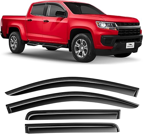 Voron Glass Protectores de lluvia extra duraderos con cinta adhesiva para Chevrolet (Chevy) ColoradoGMC Canyon 2015-2022 Crew Cab, viseras de