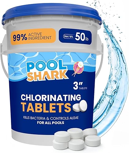 Miniatura 2 de Tabletas de cloro para piscina Pool Shark - Tabletas de cloro de 3 pulgadas - Pastillas de cloro activo al 90% de disolución lenta - Productos