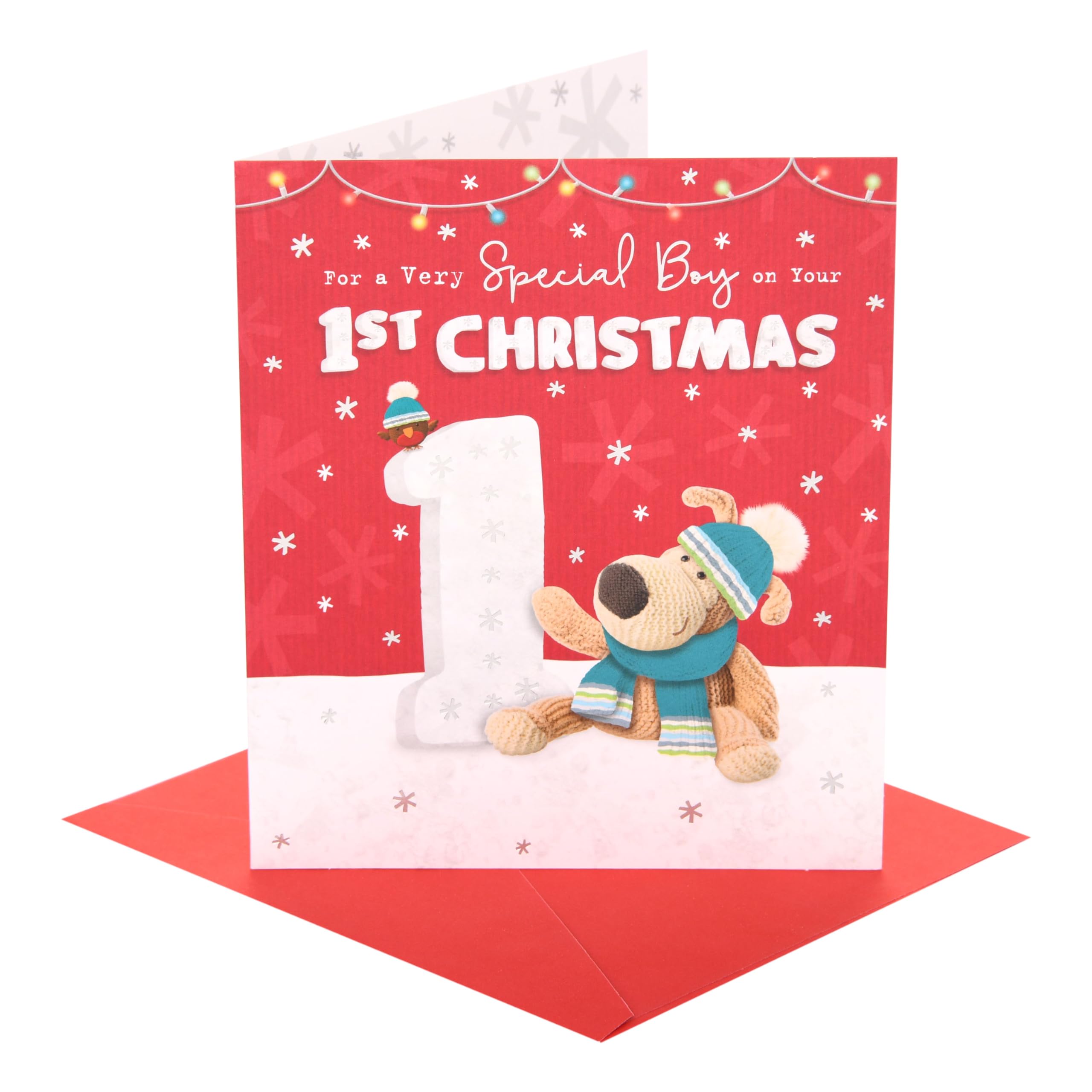 Boofle | Christmas Card for Baby Boy's 1st Christmas | Xmas Presents | Him, Boys, Men | Cute Design | With Envelope | 18.4 x 15.9 cm