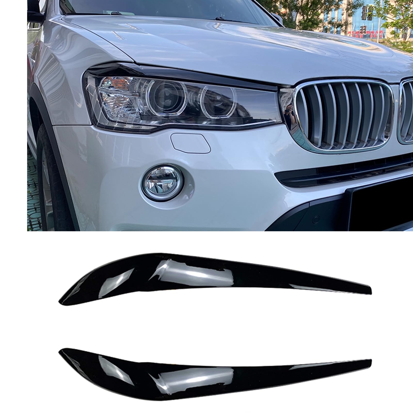 2 x Scheinwerfer-Augenbrauen Trim für BMW X3 F25 X4 F26 2014-2017 15