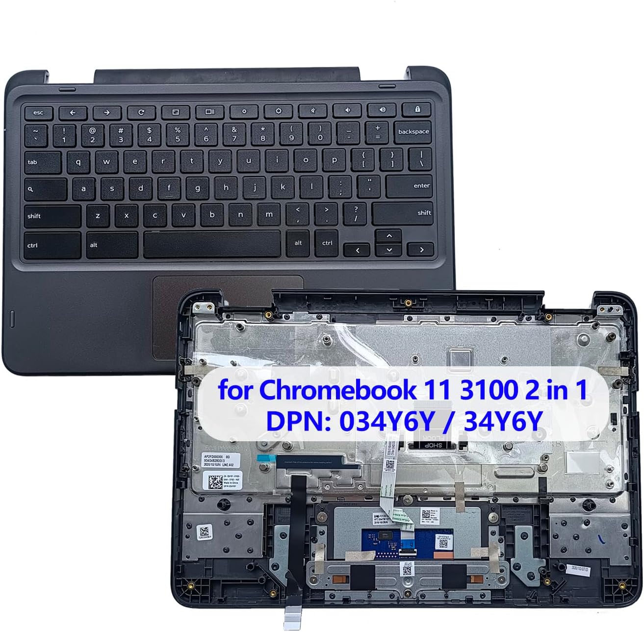 34Y6Y 034Y6Y Replacement Laptop Palmrest Keyboard Touchpad...