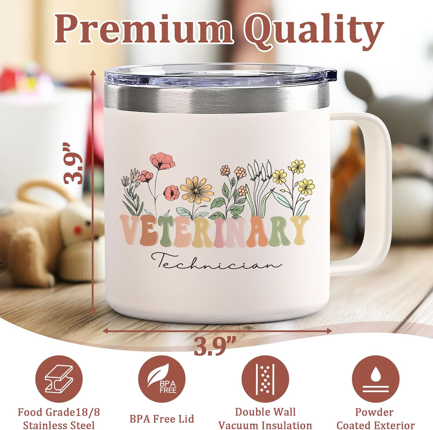 Lifecapido Vet Tech Gifts, Veterinary Technician 14oz Coffee Mug with Keychain, Vet Tech Week Christmas Birthday Gifts for Veterinarian Veterinary Technologists, Creamy - Image 6