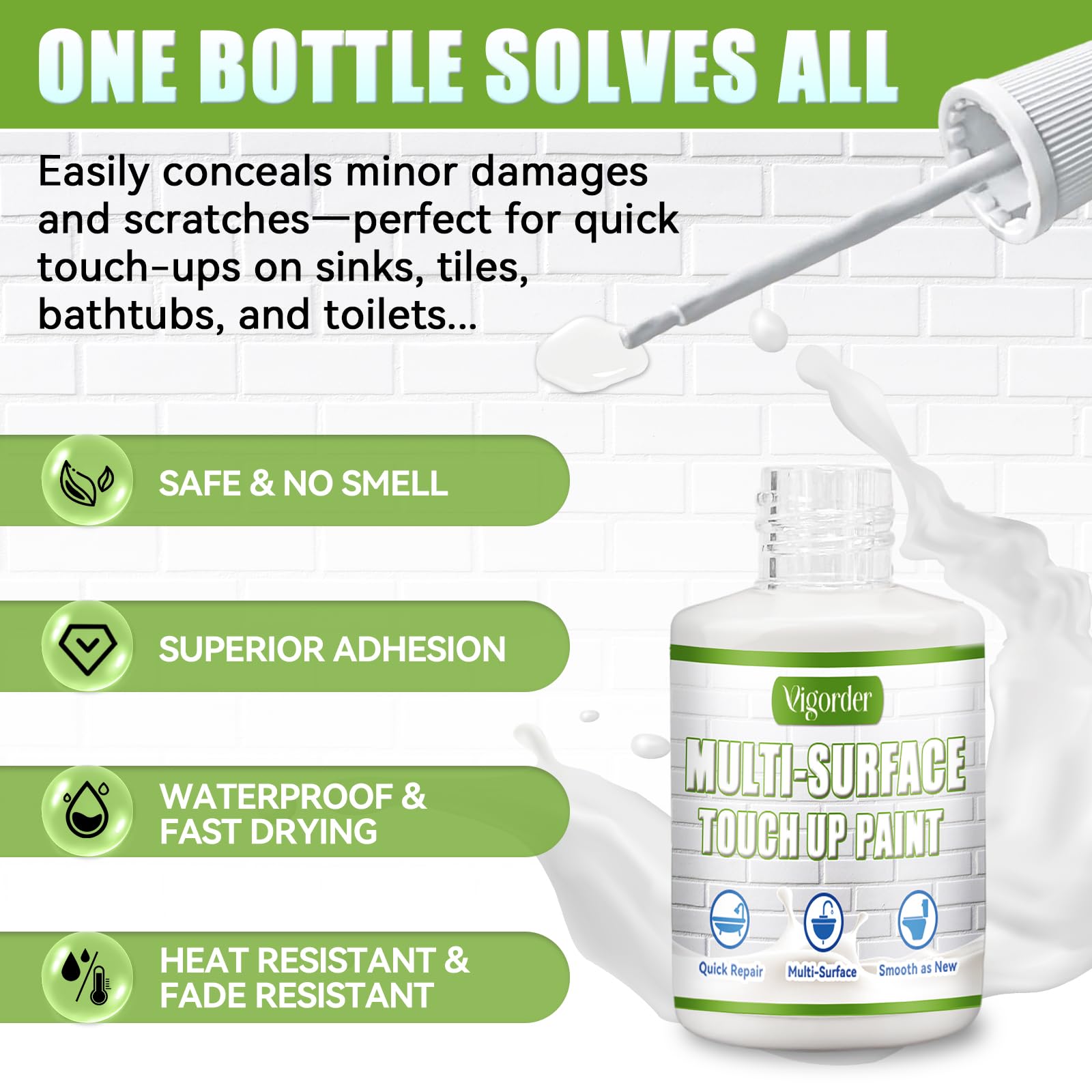 White Touch Up Paint Pen White Paint for Wall Door Cabinets Furniture Enamel Semi-Gloss 30ML — view 4