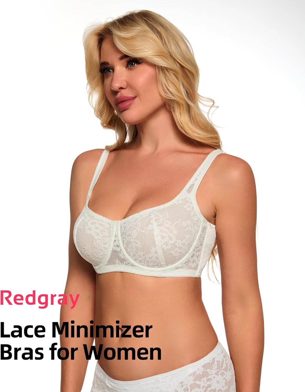 Minimizer Bras for Women Full Coverage Underwire Support Lace Push Up Bra for Heavy Breast Everyday Wear - Image 6