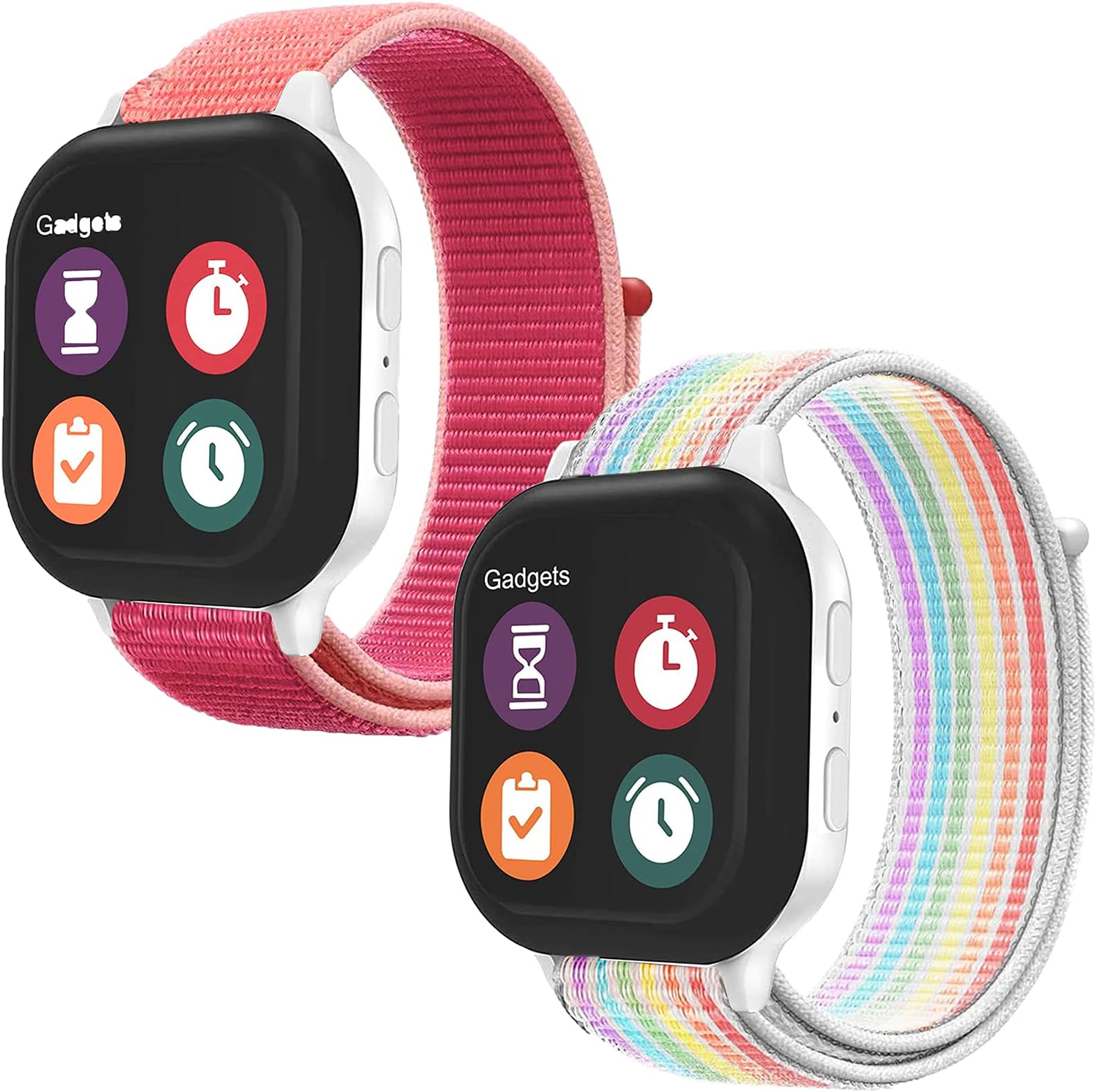 2 Pack Replacement Nylon Bands Compatible With Gizmo Watch 3 2 1/Gabb Watch 3e 3 2 1/SyncUP Kids Watch, Hook & Loop Design Easy for Kids to Put On & Off, Breathable & Washable