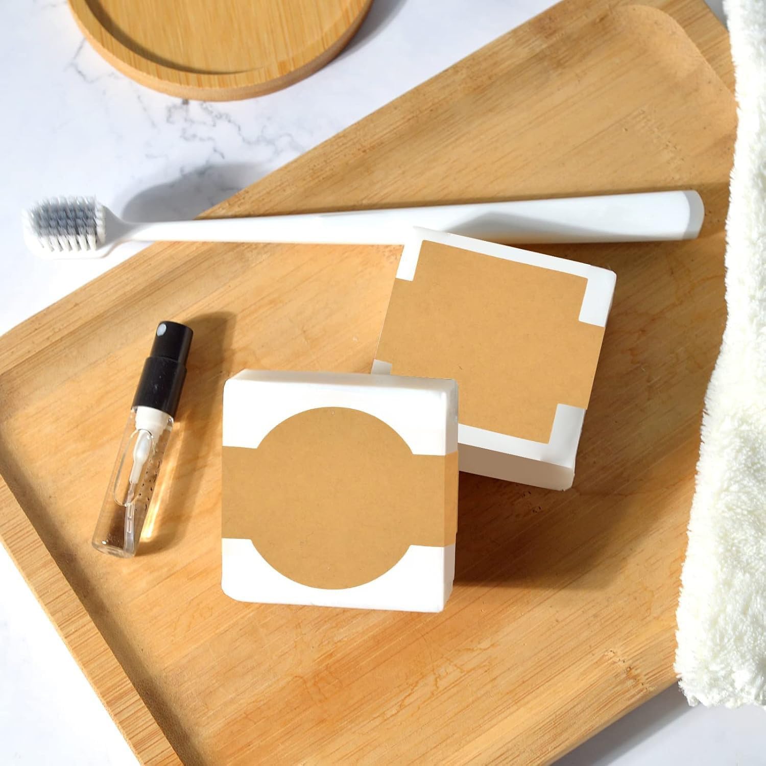 25PCS Custom Soap Label Stickers Brown Kraft Paper 1.97x3 Inch for Handmade Soap Cookie Boxes Transparent Gift Boxes