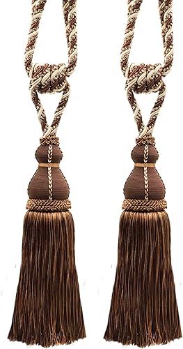 Vista 28 de Noblesse Collection - Abrazadera grande y elegante con borlas, longitud de la borla: 12 pulgadas, 30 pulgadas de extensión (29.9 in)