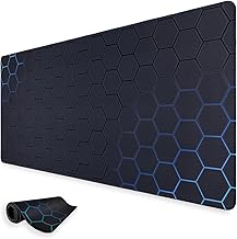 Niviy Tapis de Souris 800x350mm, avec Base en Caoutchouc AntidérapantSous Main Bureau Machines en Nid d'abeille Mouse Pad Gaming pour Bureau/Maison Bleu Cyan
