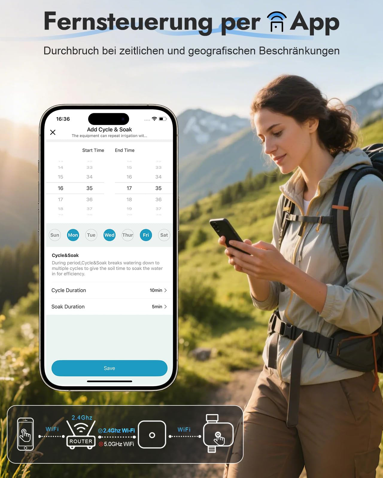 Insoma Timer WiFi con ingresso in ottone, timer dell'acqua WiFi per giardino, controllo tramite app e comando vocale, controlli intelligenti per l'irrigazione del prato, compatibile con Alexa e Google