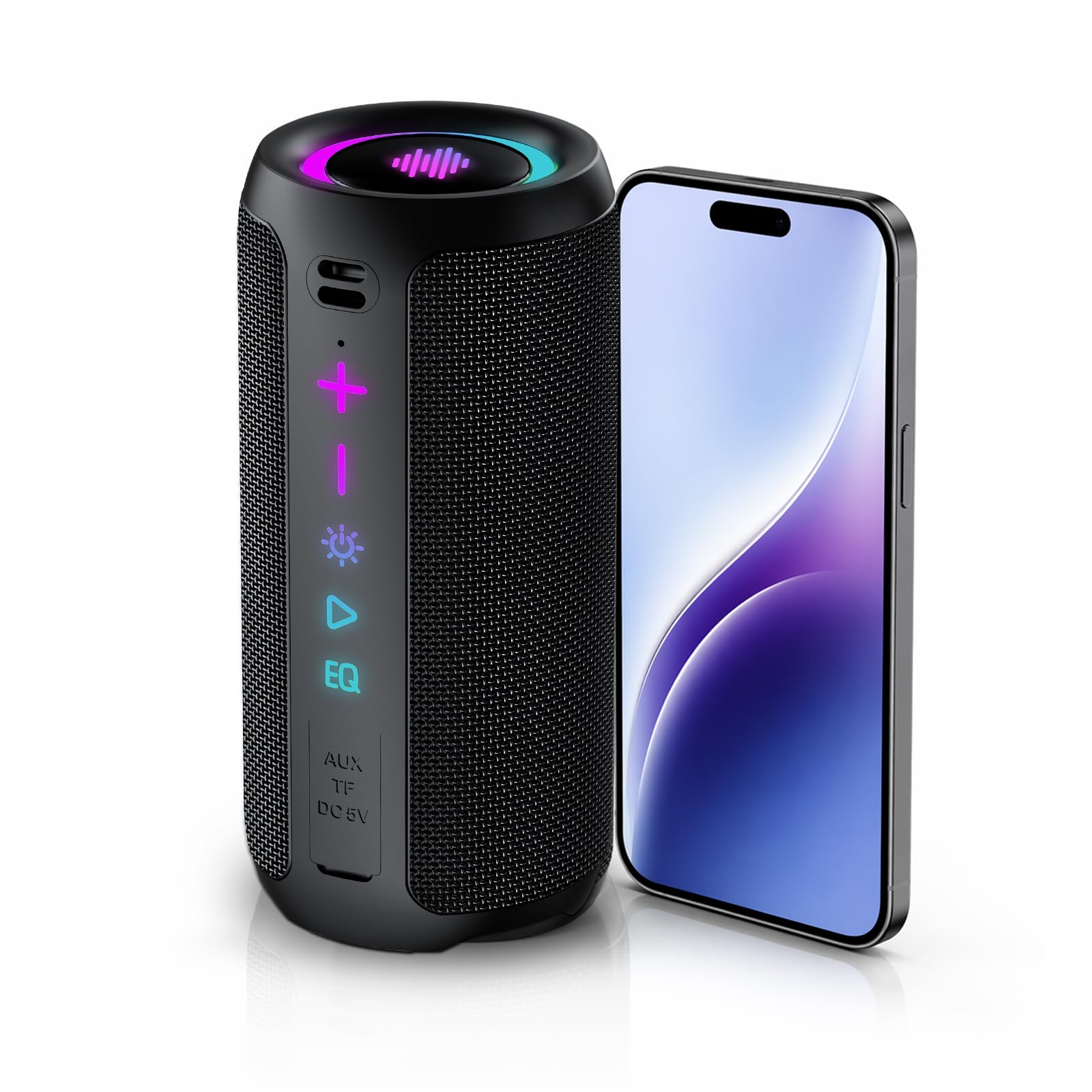 Cassa Bluetooth Portatile Potente, 25W Altoparlante Bluetooth 5.4 con 2 Modalità EQ, IPX7, TWS, 24H di Autonomia Speaker Bluetooth, 8 Modalità RGB, Cinghia da Trekking, Compatibile con PC, AUX, TF
