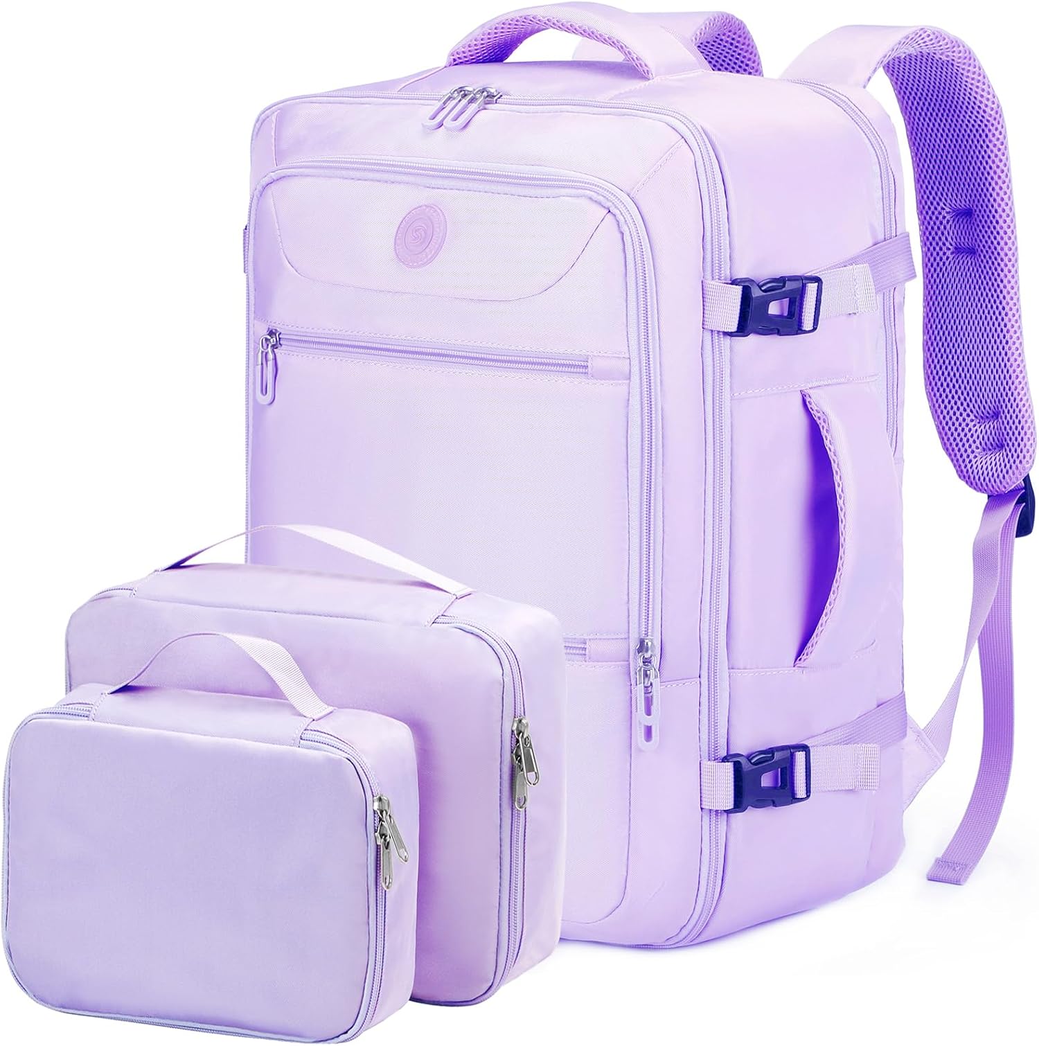 SHRRADOO Travel Backpack for Women & Men,Airline Approved Carry On Luggage,TSA Overnight Bags,40L Personal Item Travel Bag fits 17" Laptop,Carry on Bag with Storage Bag Cosmetic Bag Set 3pcs