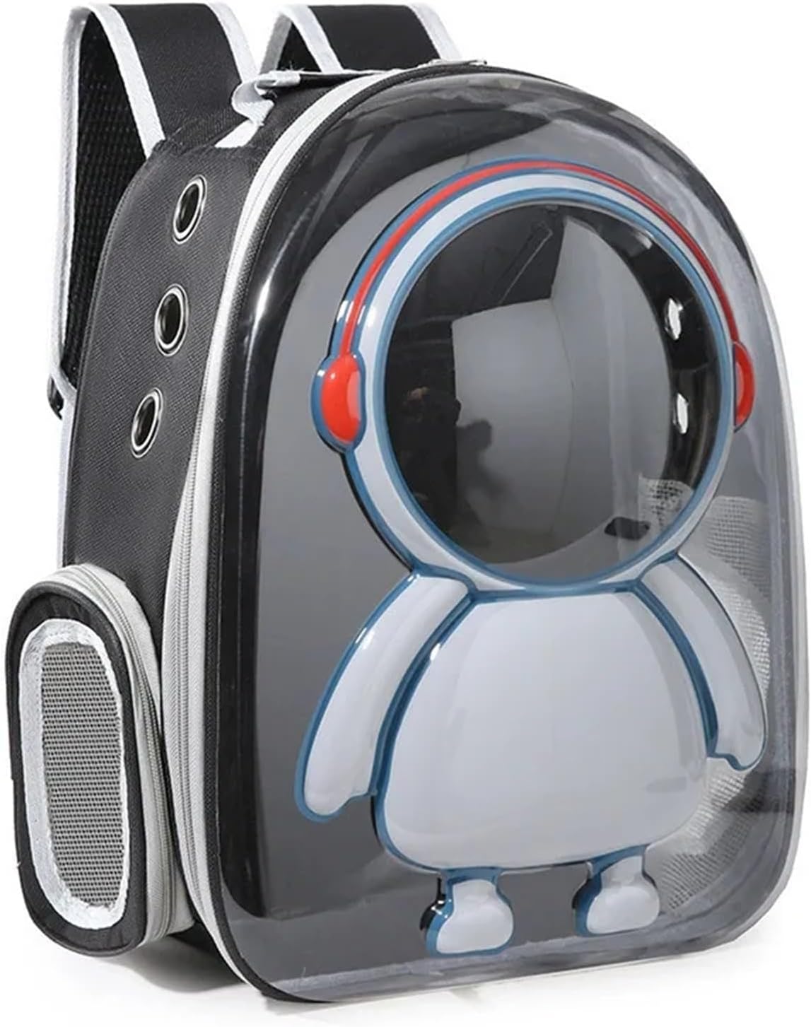 Multiple Breathable Holes Pet Capsule Backpack, Portable Breathable Travel Bag for Cat Dog(Black cat Bag)