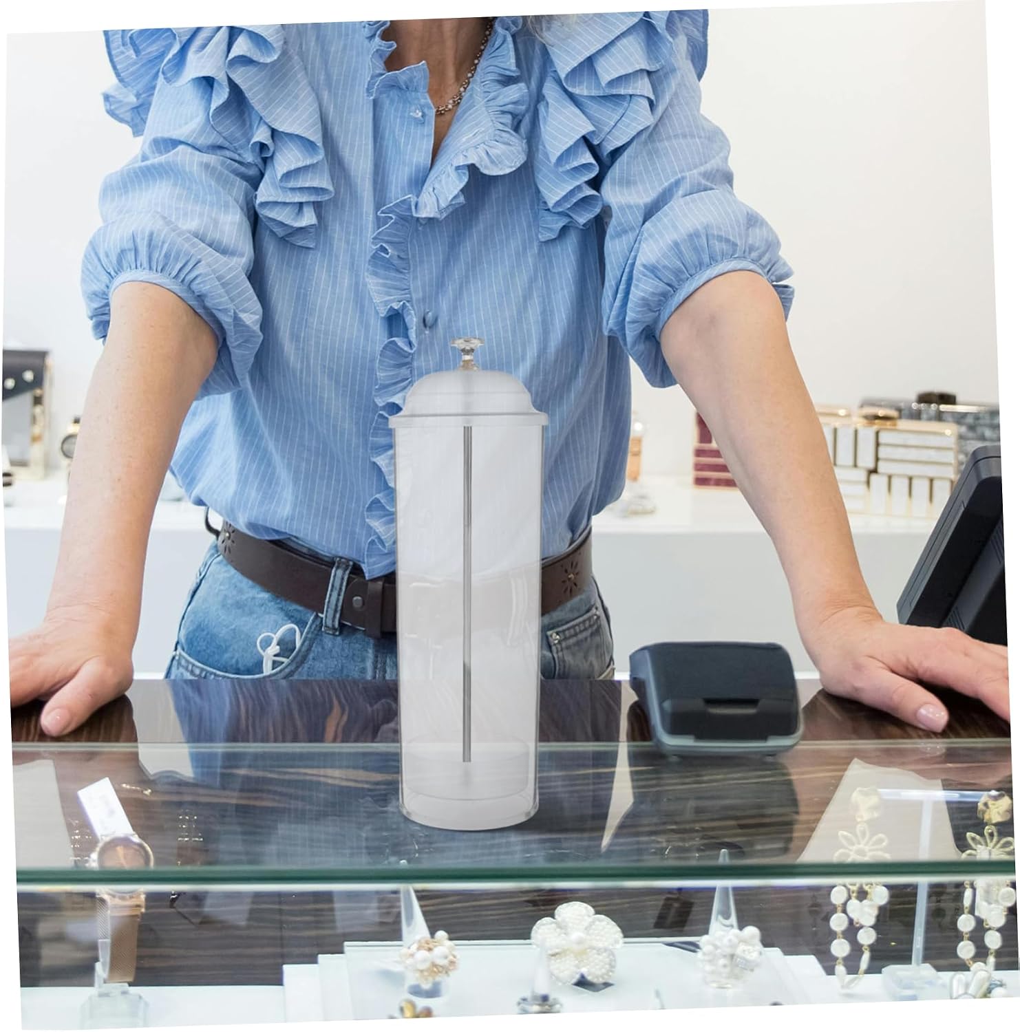 Plastic Straw Holder with Lid for Bubble Tea Shops, Restaurants