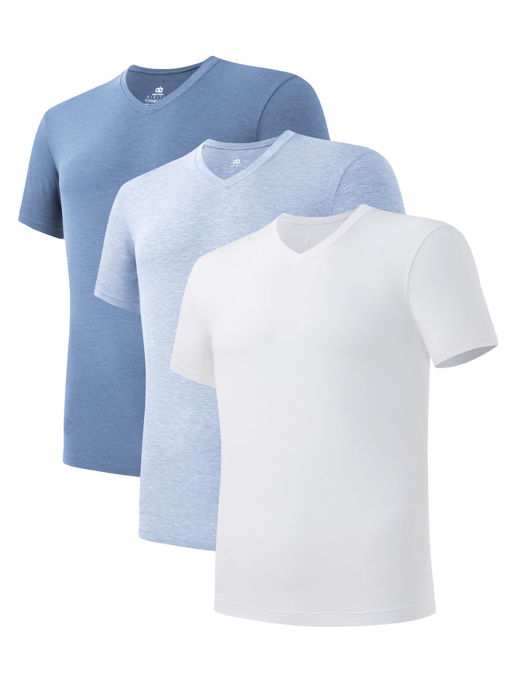 DAVID ARCHY Men's Bamboo Rayon Moisture-Wicking V-Neck Undershirt 3 or 5 Pack