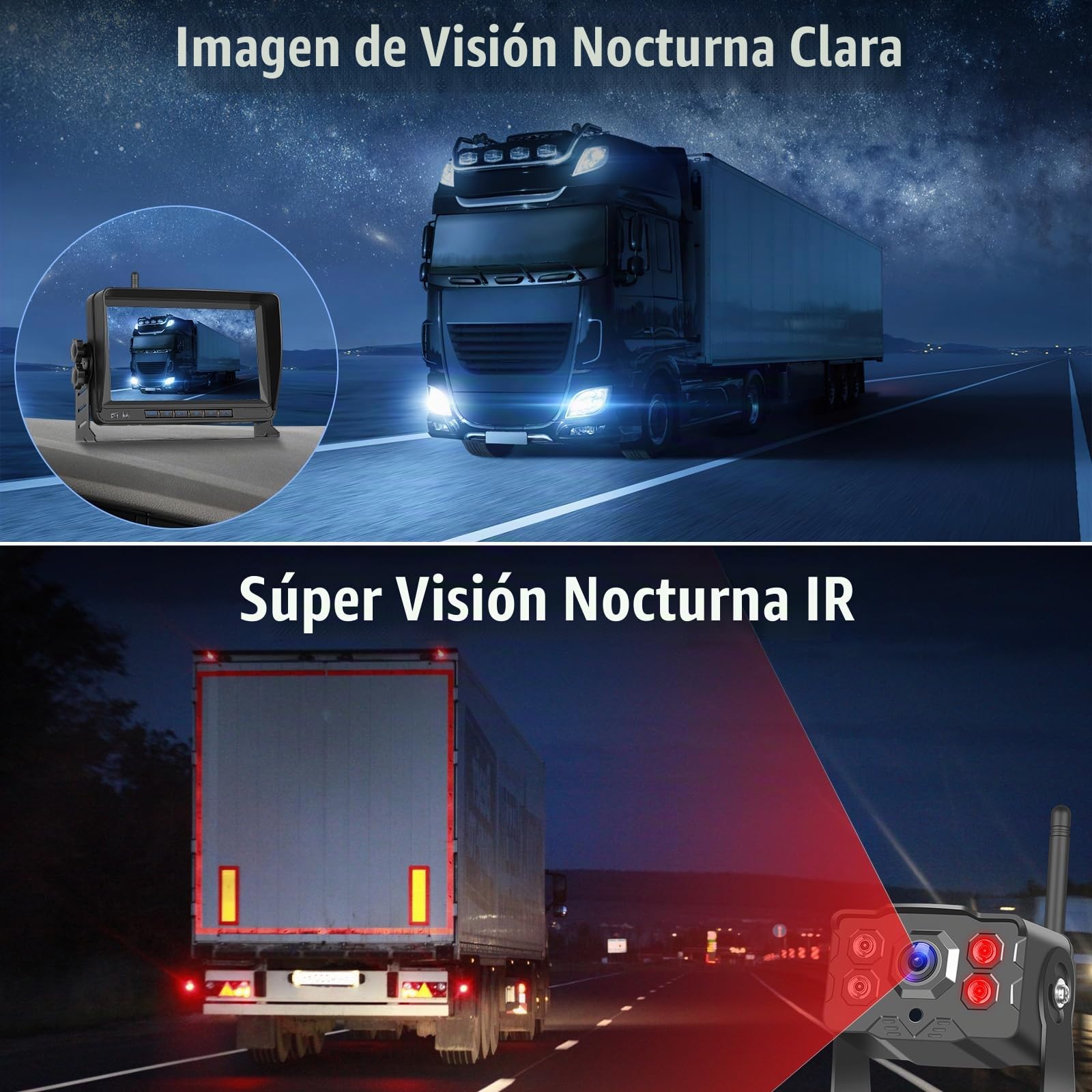 Hikity Cámara De Marcha Atrás Señal Digital WiFi con 1080P 7" DVR 12V-36V | Cámara de Marcha Atrás con Gran Ángulo Instalación Fácil Impermeable IP68 Visión Nocturna Pantalla IPS