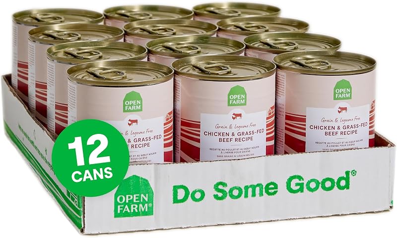 Ração Úmida para Cães Open Farm Patê de Frango e Carne Bovina sem Grãos Pacote com 12 Latas de 354 g