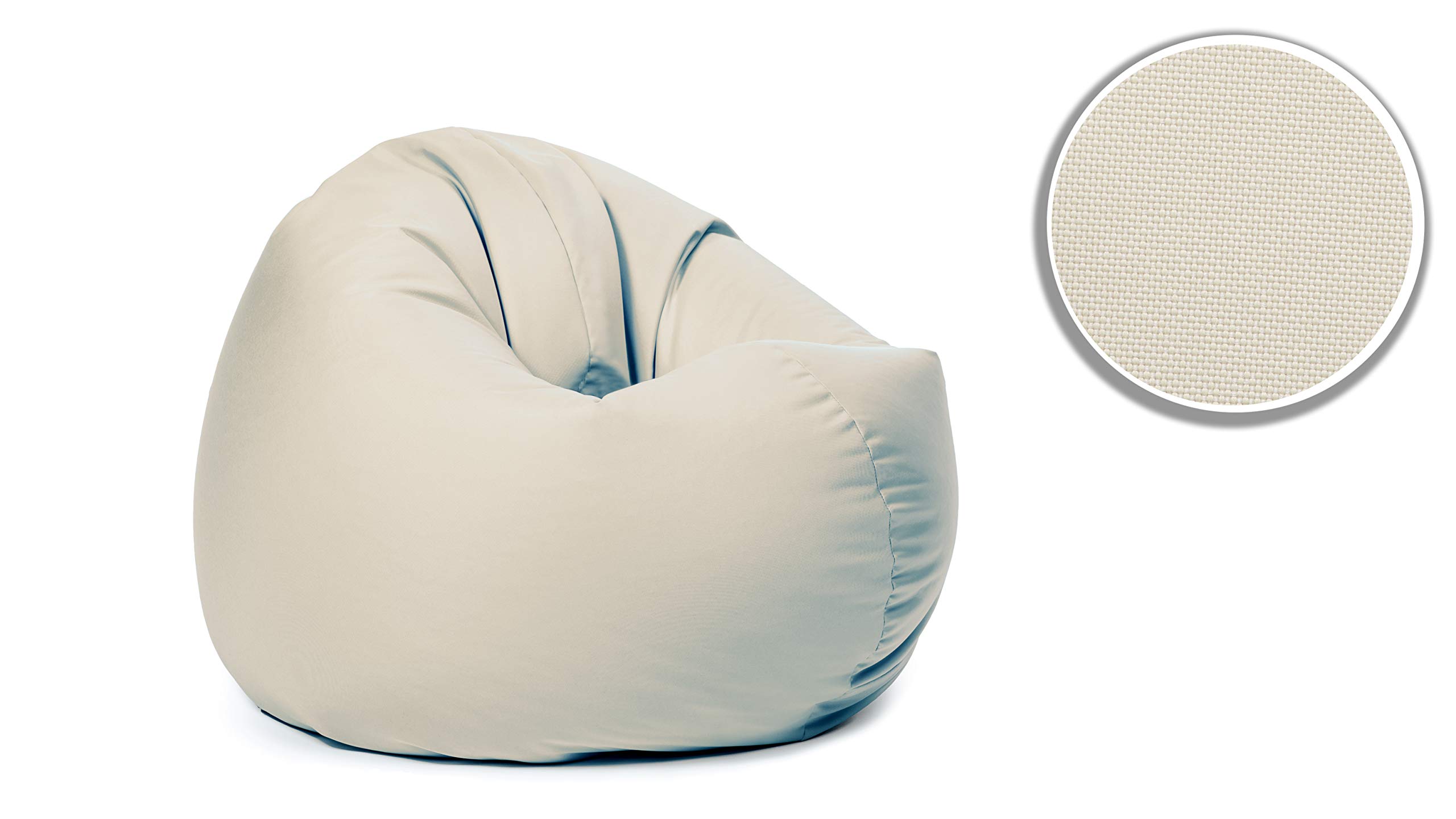 sunnypillow Pouf Poire 125cm diamètre avec 260 L Billes de polystyrène intérieure extérieur Fauteuil avec Rembourrage Perles EPS Crémeux
