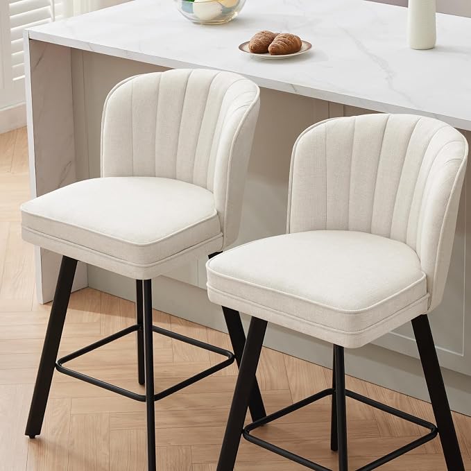 Butacos modernos giratorios set de 2, beige, para barra miniatura 5