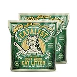 Catalyst Natural Soft Wood Cat Litter (2 Pack, 10lb Bags) - Superior Odor Control, Strong Clumping,