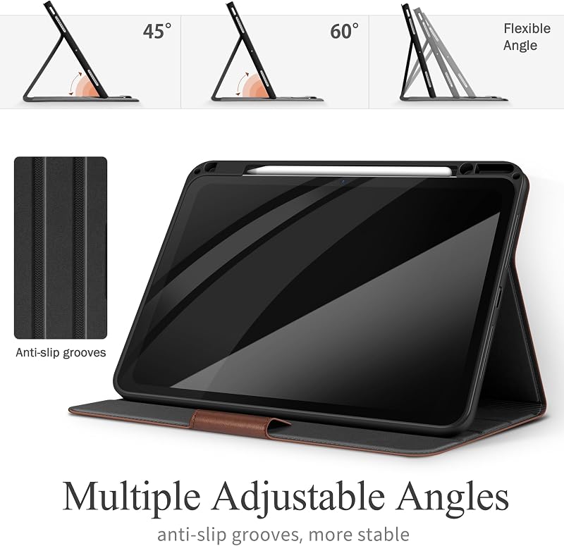 AUAUA iPad Air 11/10.9 Tok M3/M2/5/4 Generációhoz - Ceruza Tartóval, Zsebbel, Állvánnyal, Mágneses Zárral, Auto Alvás/Ébresztés Funkcióval, 