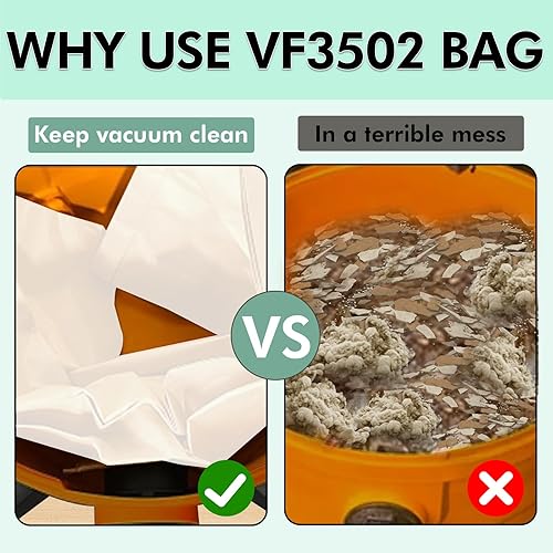 Miniatura 7 de Paquete de 12 bolsas de vacío 23743 VF3502 compatibles con aspiradoras Ridgid de 12-16 galones, bolsas de recolección de polvo WD1950 WD1956 WD1850