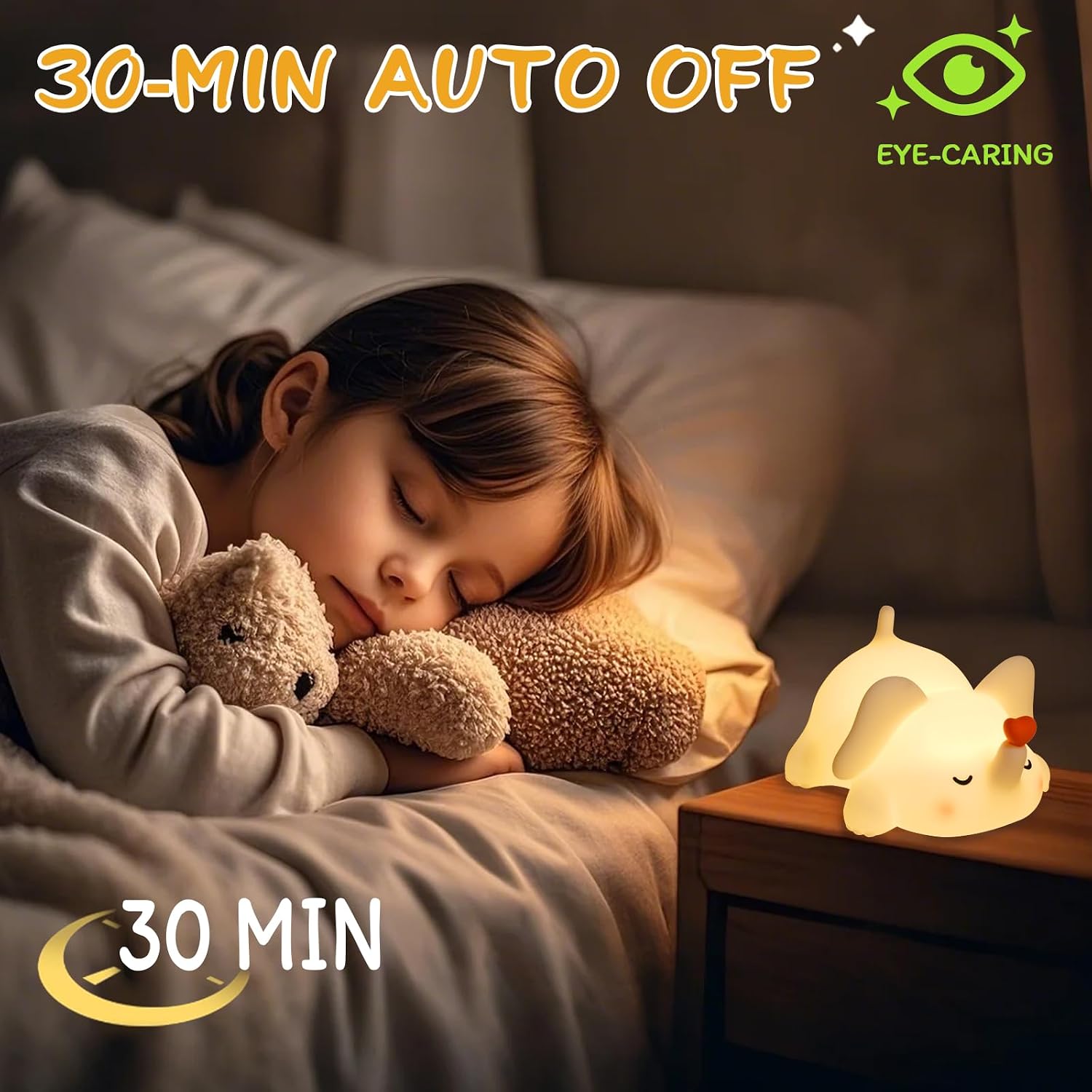 Elephant Night Light for Kids - Squishy Silicone Nursery Lamp, Cute Animal Night Light with 3-Level Dimmable & Rechargeable Battery for Baby Nursery, Bedroom