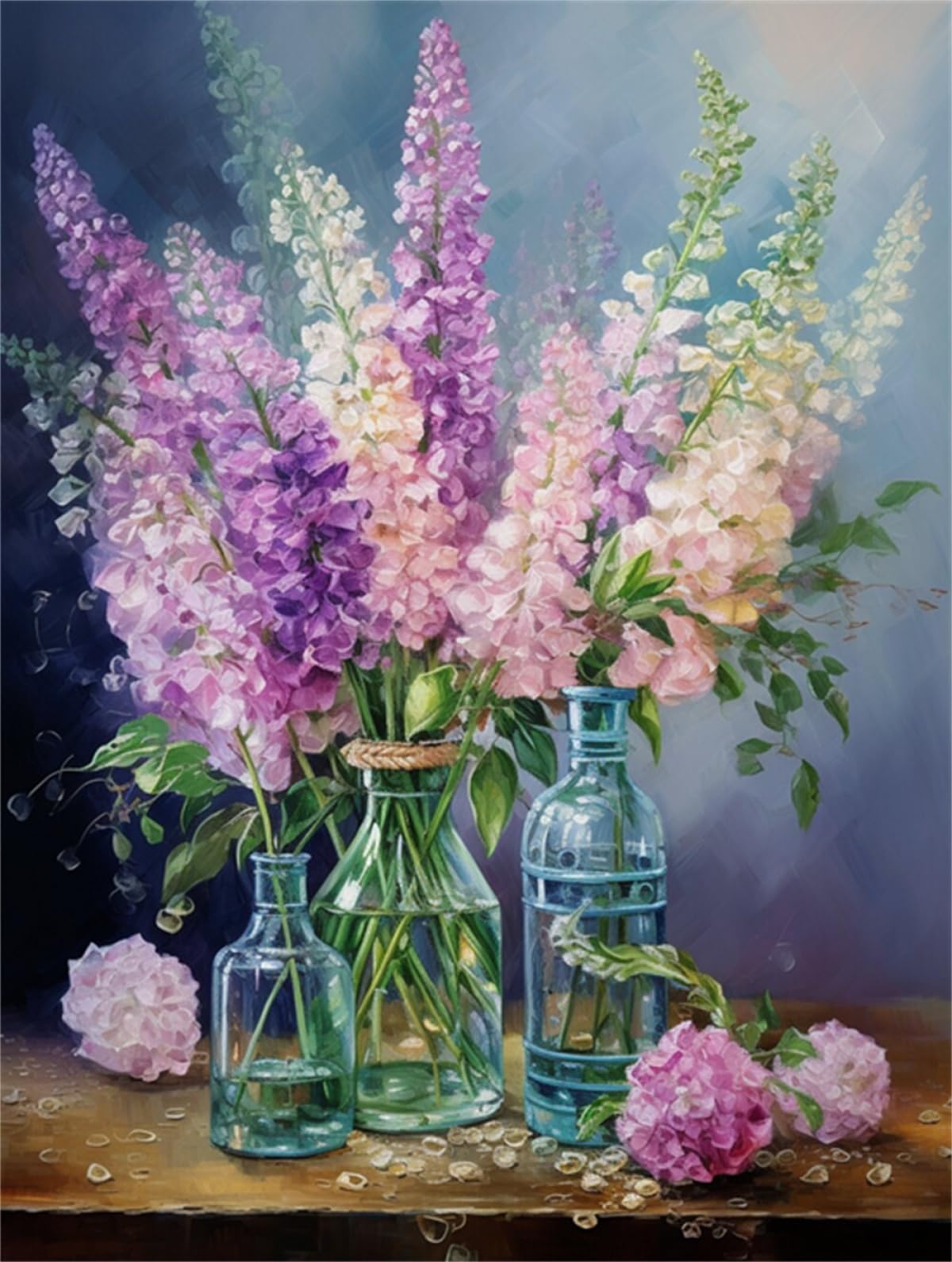 Taxpy 11CT Flores Moradas Diy Kit Punto De Cruz Flores En Un Jarrón Kits De Patrones De Punto De Cruz,Kit De Bordado Para Adultos Y Principiantes,Juego De Manualidades 80x100cm